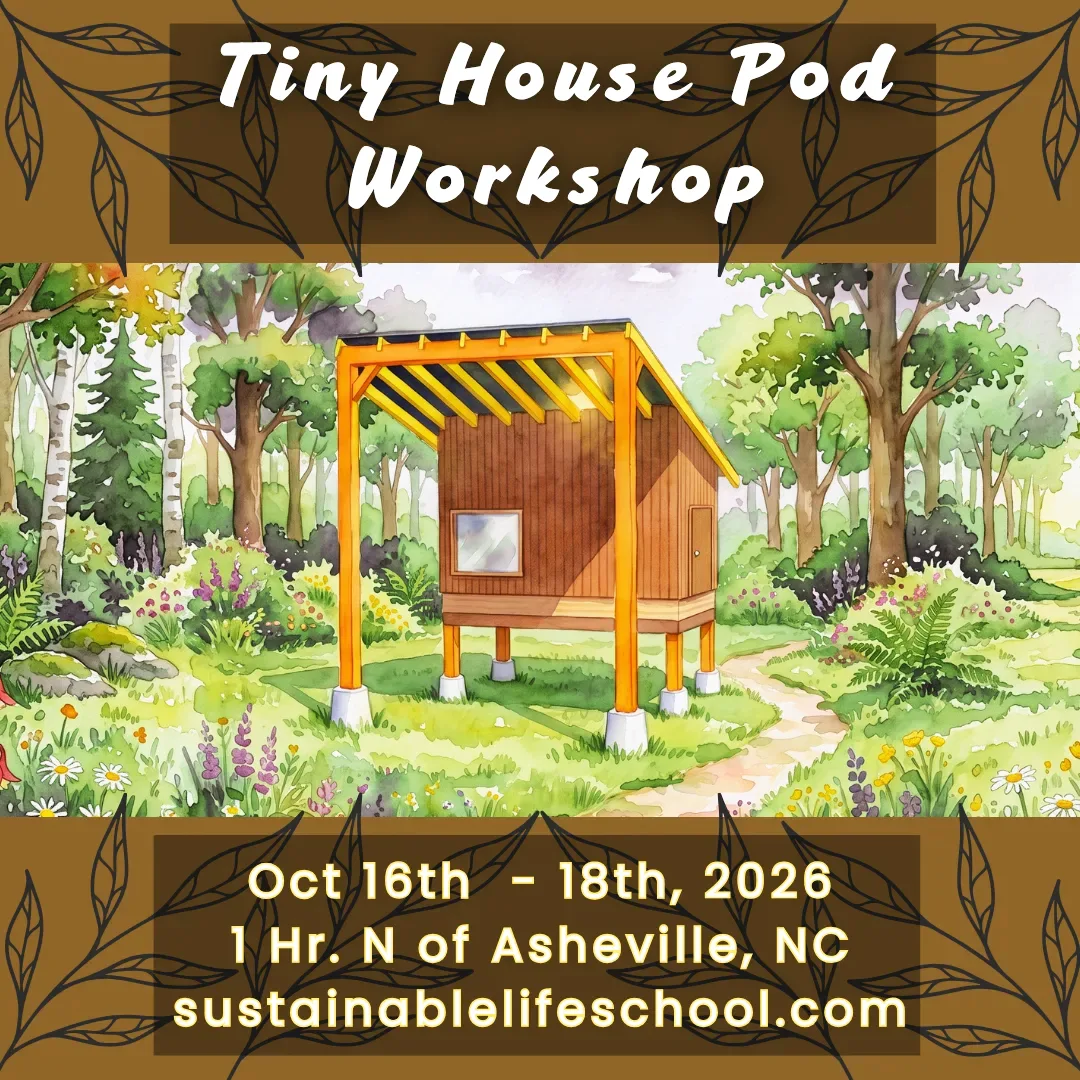 Hands-on Tiny House Pod building workshop session with students assembling timber frame